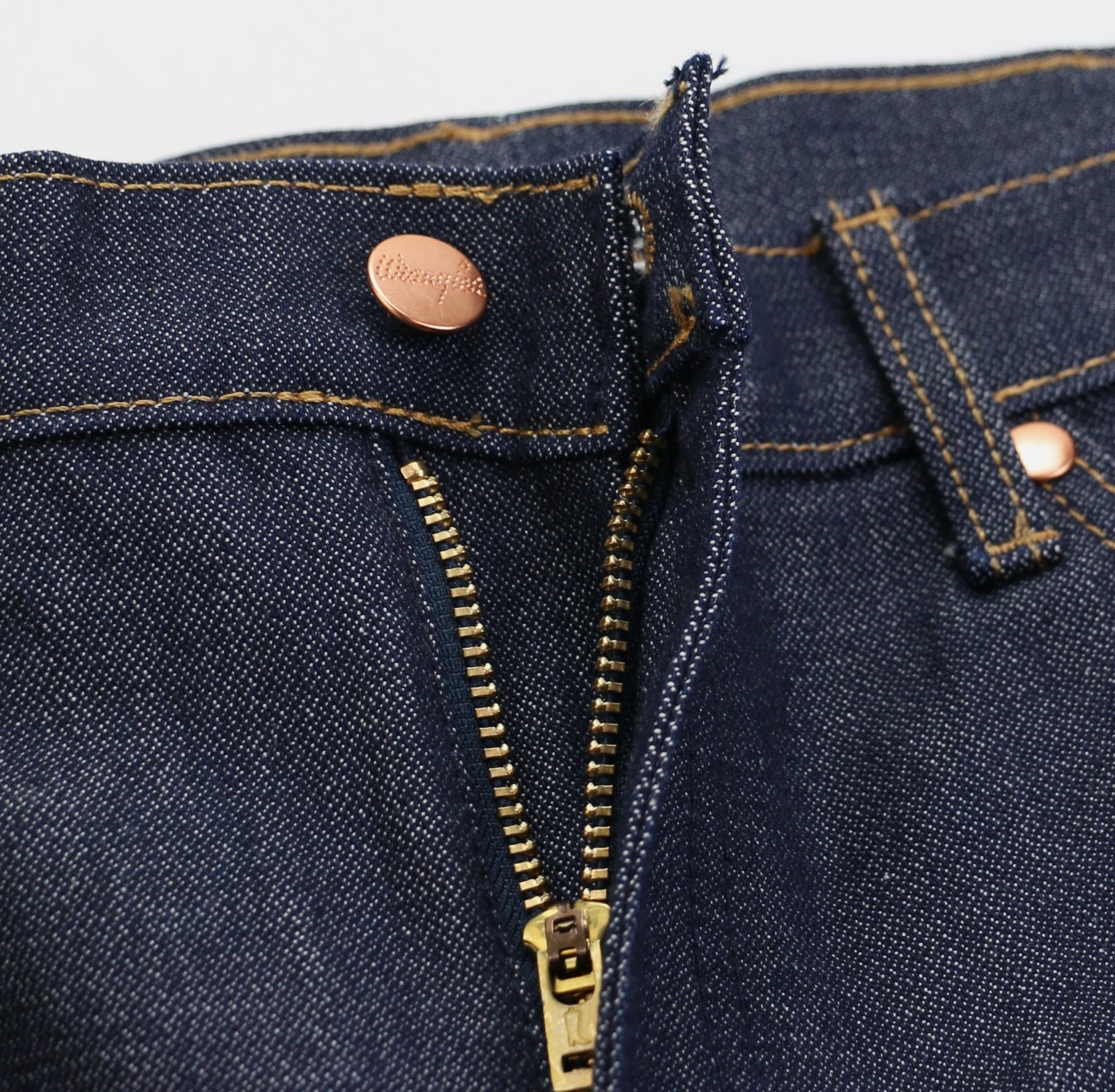 Wrangler 13MWZ Men's Jeans 100% Cotton Selvedge Denim Broken Twill Dark Indigo