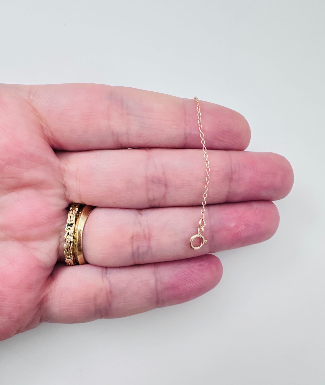 14K Solid Yellow Gold Cable Link Safety Chain Extension Extender, 1mm, 2.25"