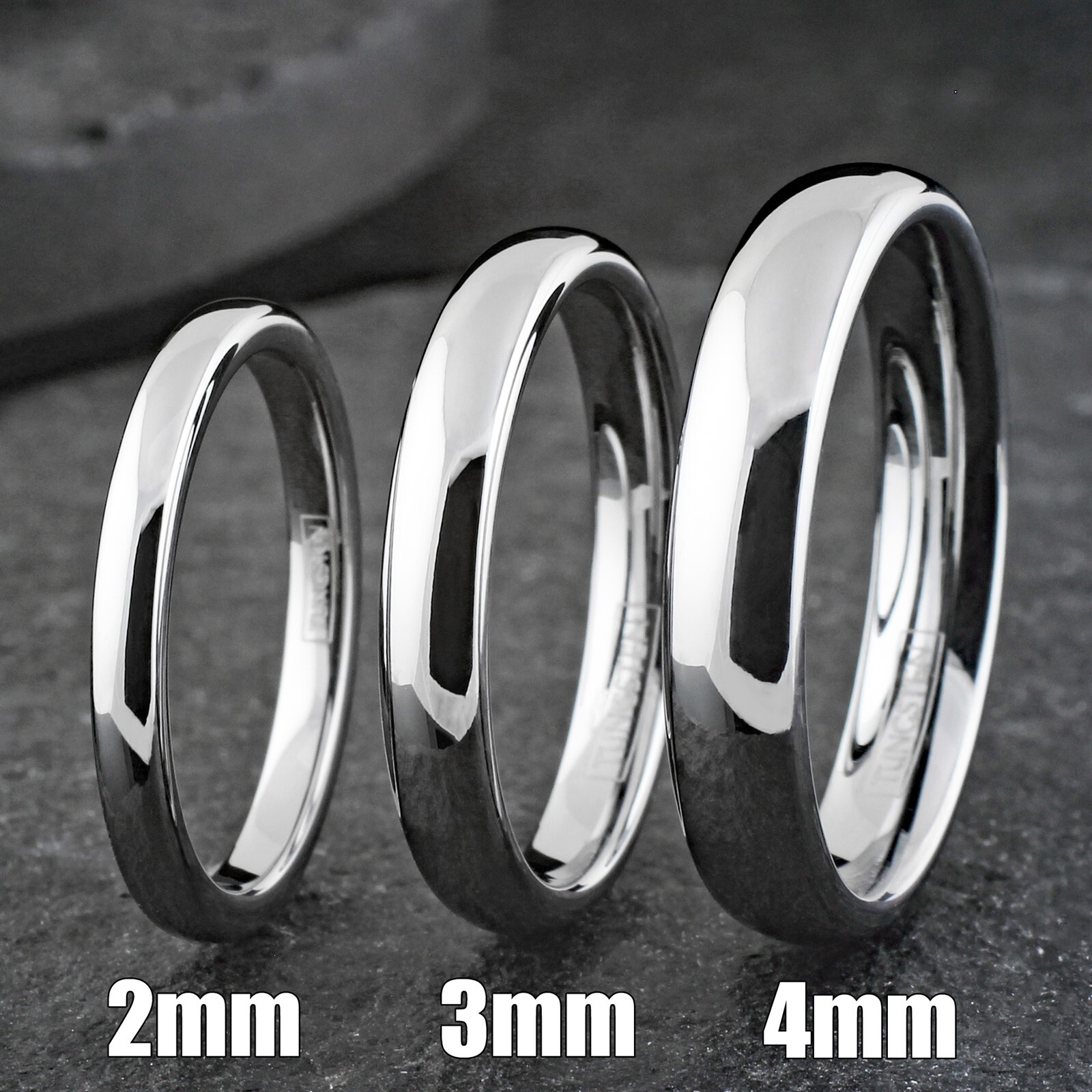 Tungsten Carbide Silver Polished Plain Wedding Band Ring 2mm 3mm 4mm 6mm 8mm