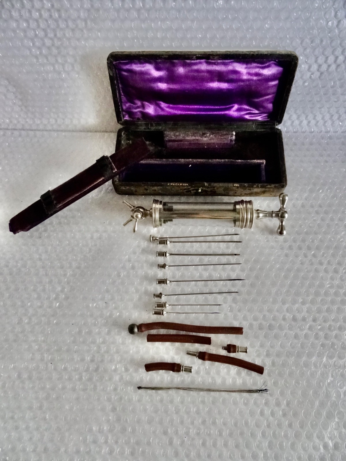 mEDICAL BLOOD TRANSFUSION TOOL W/ CASE J WEISS & SON LONDON ANTIQUE neocurio