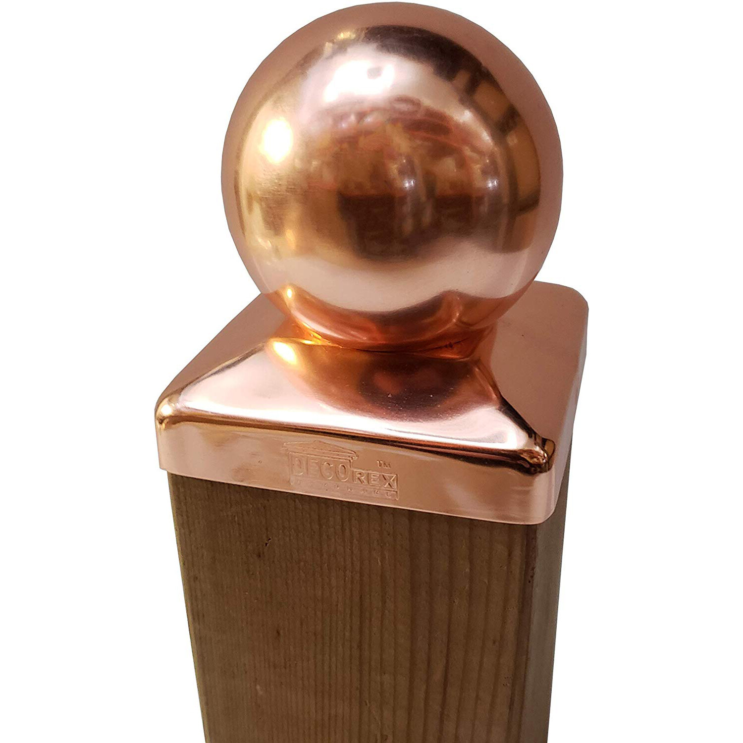 3.5" x 3.5" Solid Copper Ball Post Cap for True/Actual 3.5" x 3.5" Wood Posts