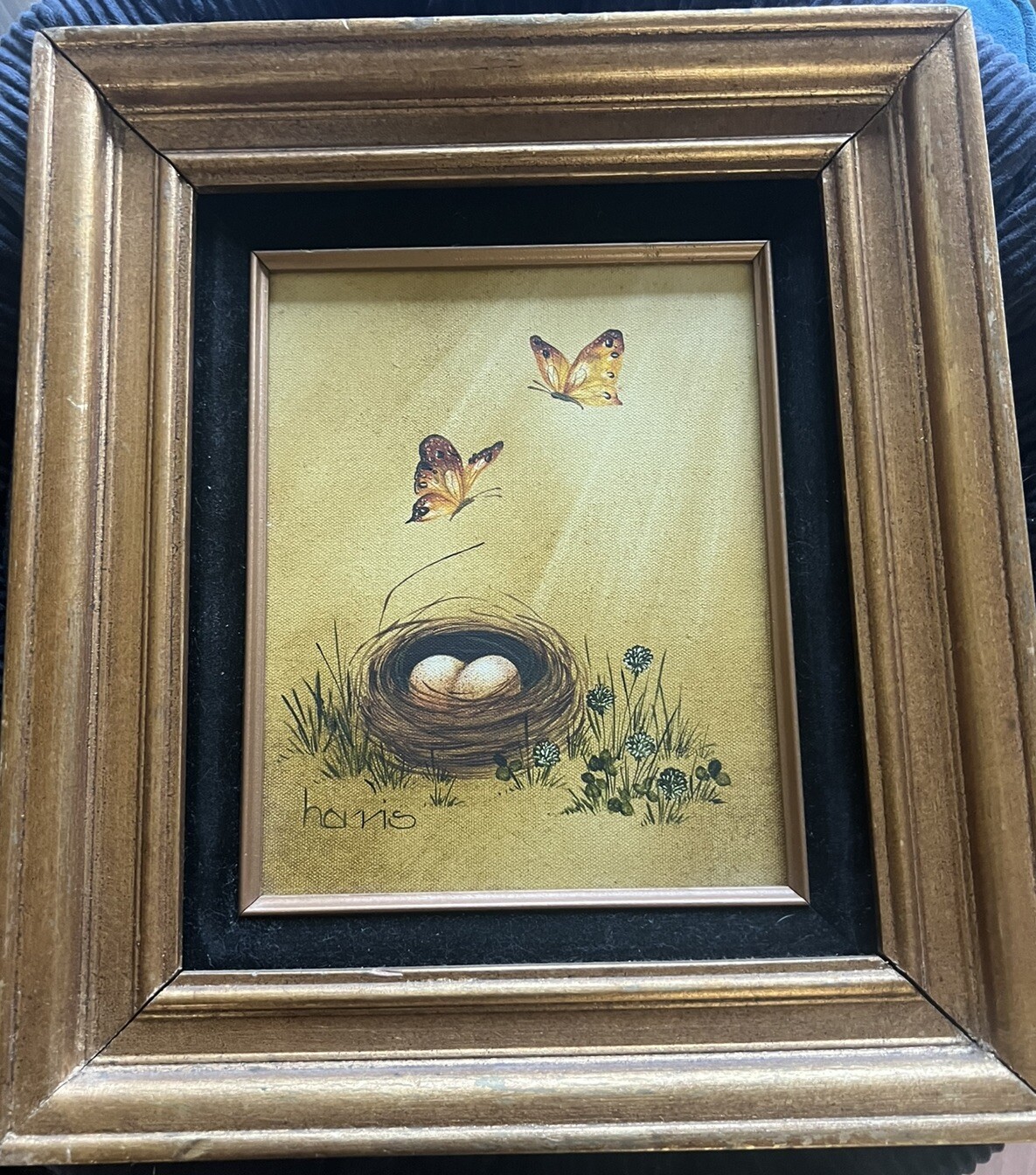 Vintage Painting Butterfly The Beginning Spring Bird Nest Eggs Cottage  Cabin