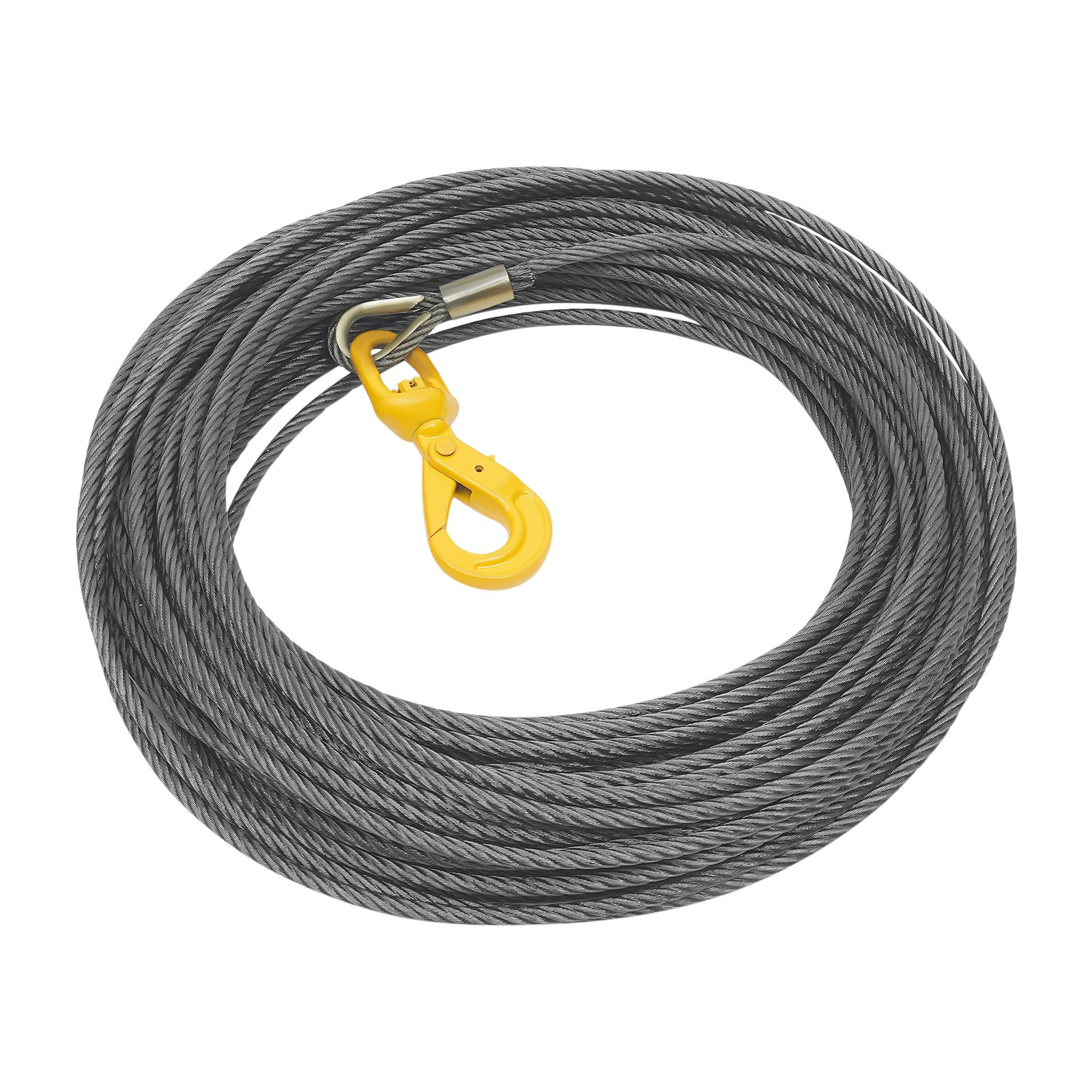 Wire Rope w/ Swivel Hook 3/8"x150ft Winch Cable w/ Self Locking Hook Safety NEW