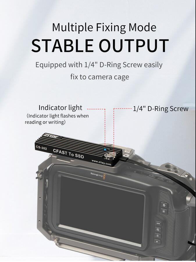ZITAY CFAST TO SSD SATA M2 Card Coupler Adapter Fit For BMPCC 4K 6K ZCAM E2