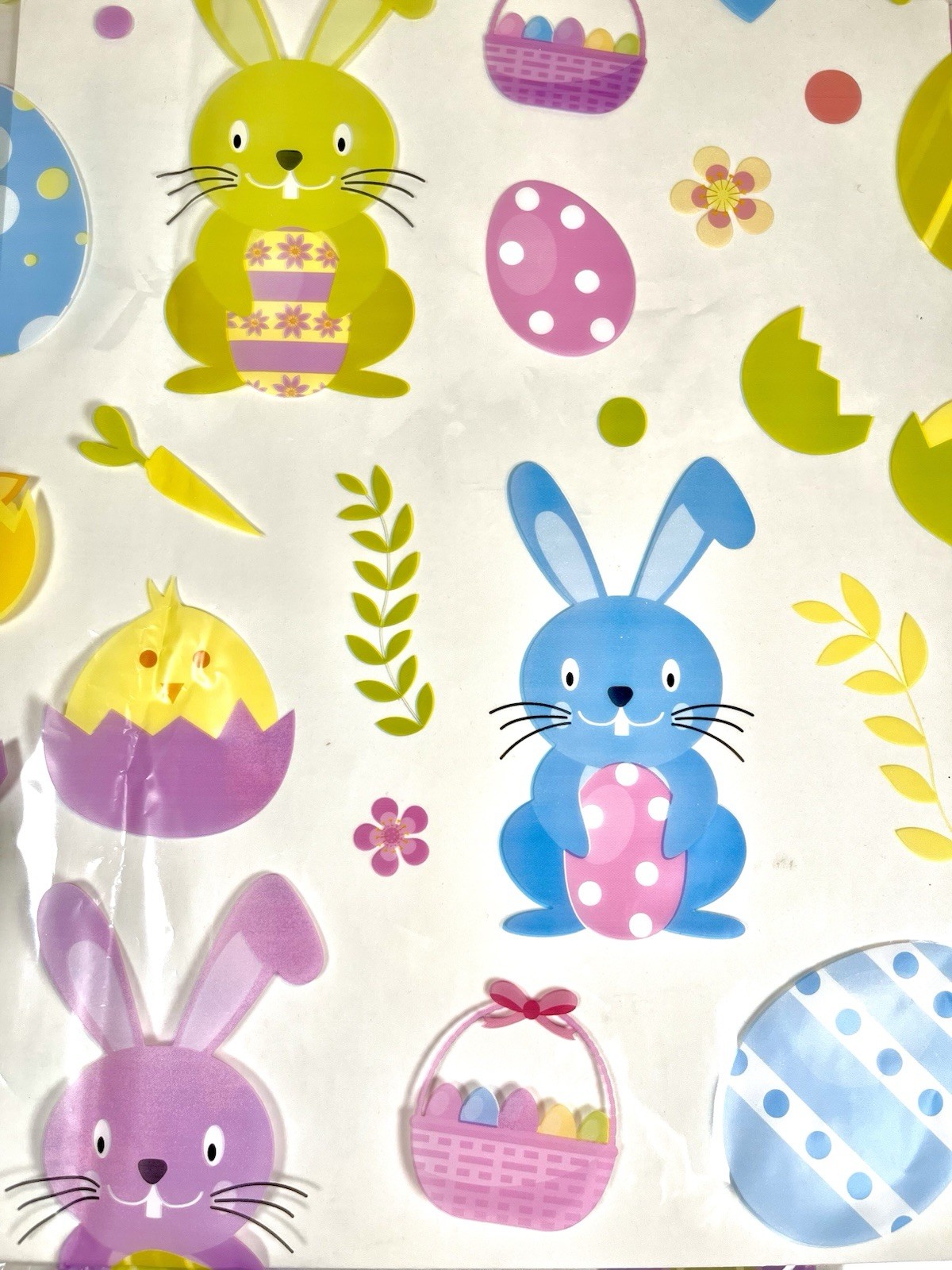 Easter Cellophane Bags 16x24 Inch with Pull Bows 20 Pcs Bunnies & Eggs Design