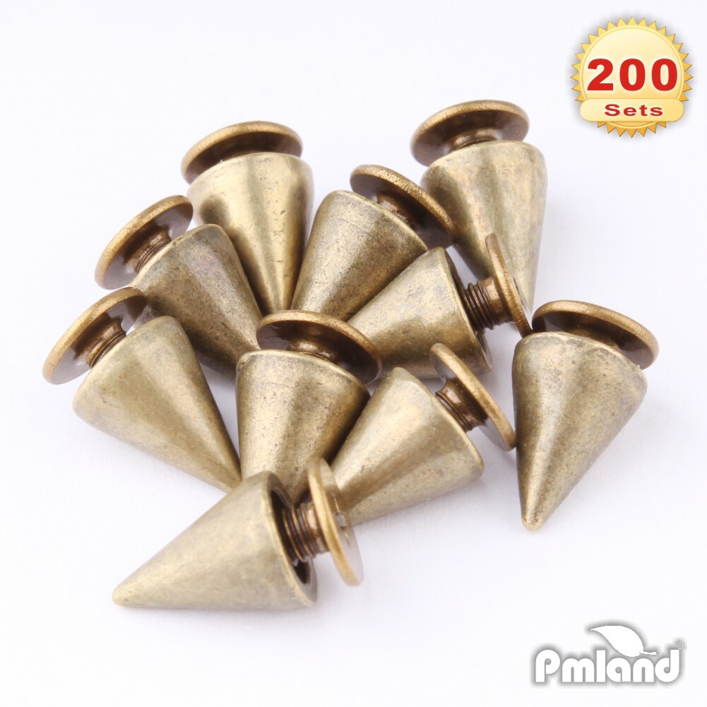 200 Sets/Pairs 9.5mm Bronze Cone Spikes Screwback Studs DIY Craft Rivets Punk