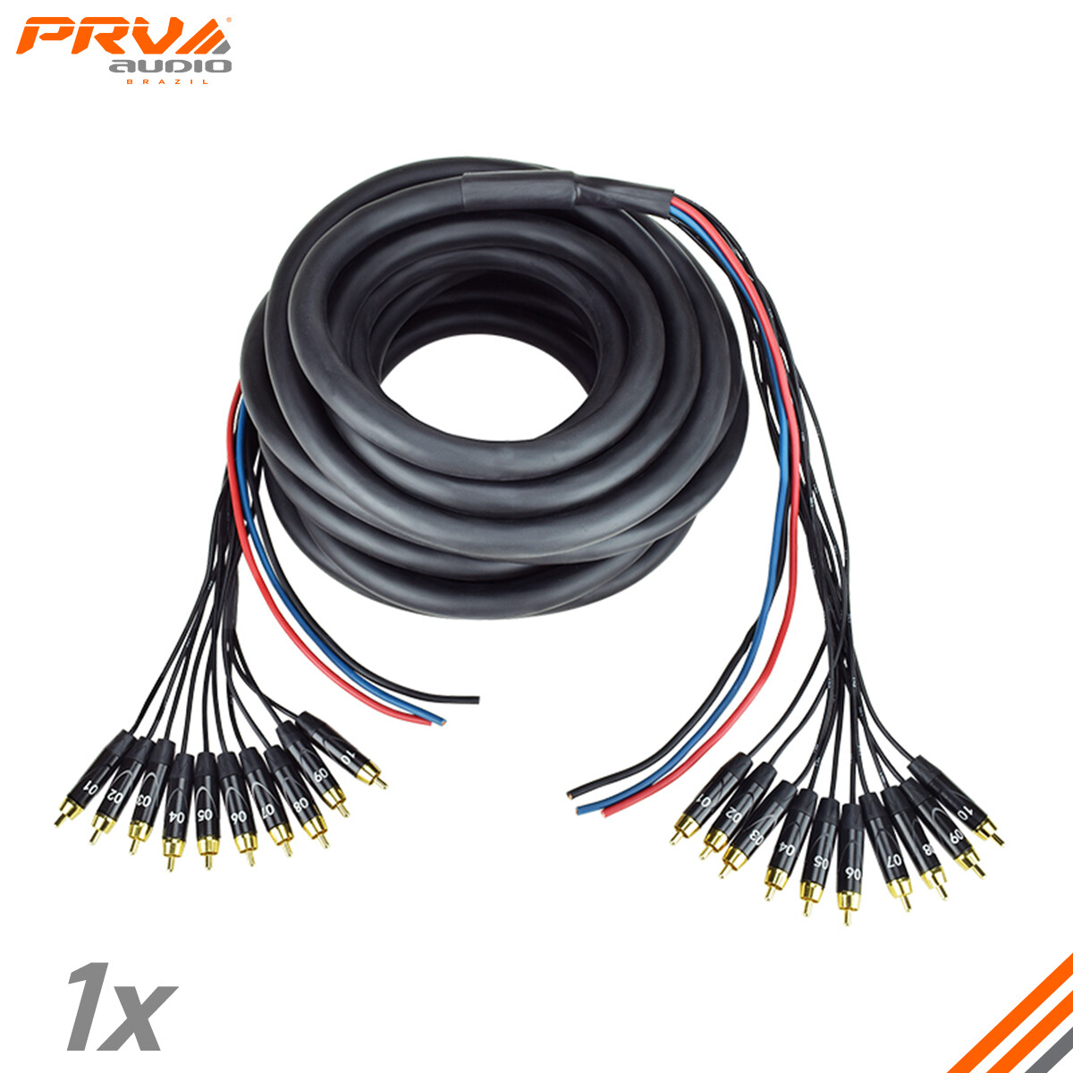 PRV Audio SNAKE 10RCA-30 Car Audio 30 Ft Medusa Cable 10 RCA Channels + 3 Power