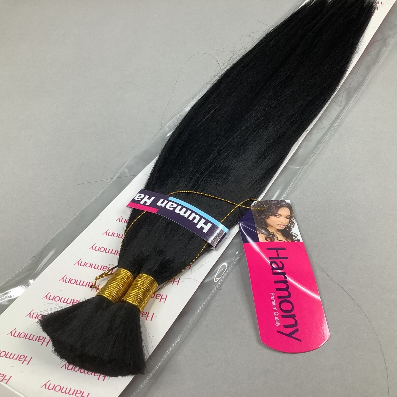 2 Packs 18” #1 Jet Black Yaki Bulk Micro Braiding Blend Hair by Harmony