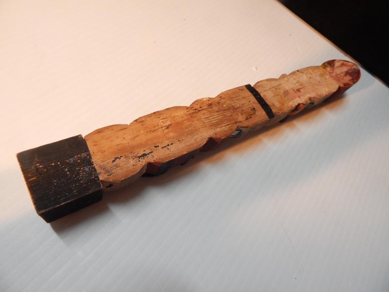 VINTAGE ALASKA TLINGIT INDIAN NW COAST 6 fig. YELLOW CEDAR WOOD TOTEM POLE MODEL