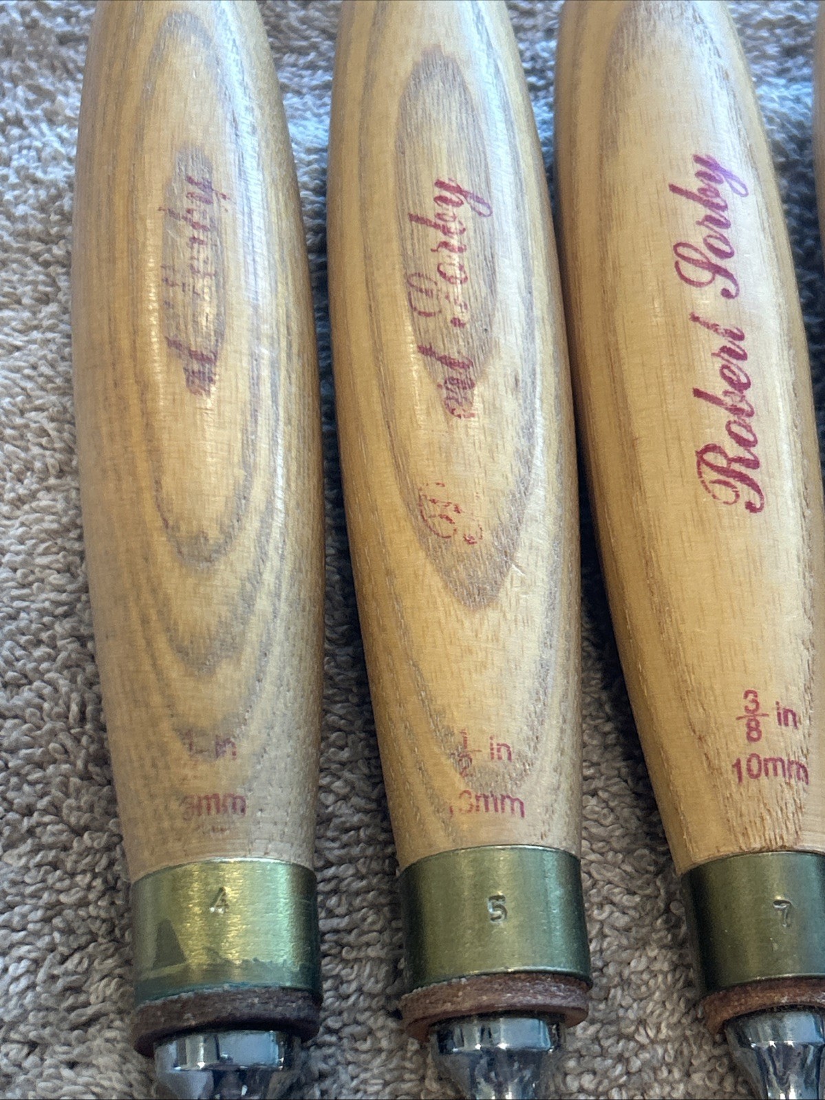 Robert Sorby carving gouges set of 4 with V tool, used