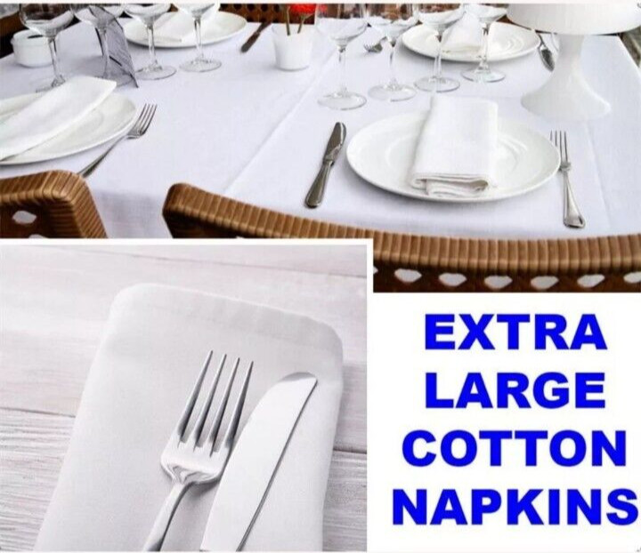 Set of 8 WHITE 100% COTTON Luxury CLOTH Napkins GARNIER THIEBAUT XL 22"x22" NWOT