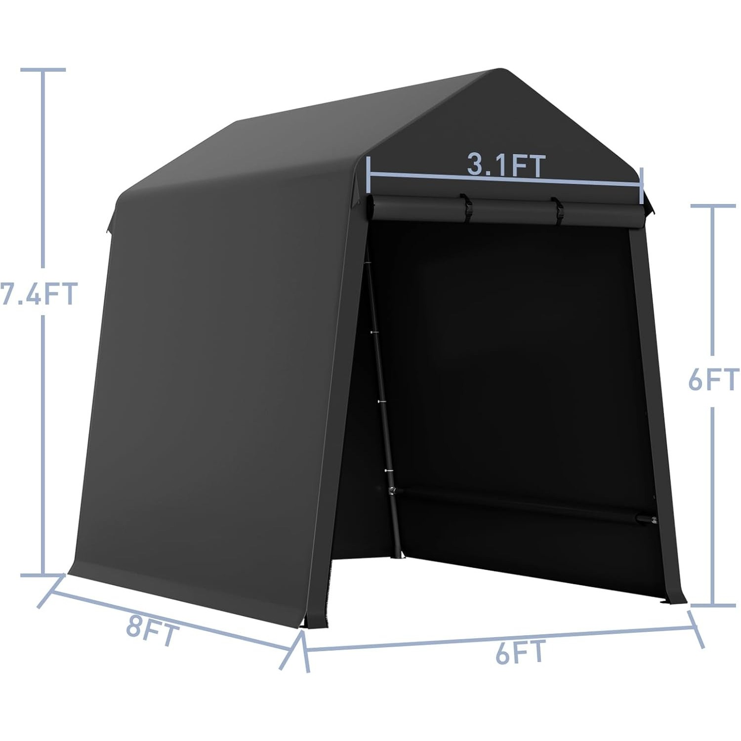 6x8 FT Outdoor Heavy-Duty Portable Garage Storage Shelter Shed with Zipper Doors