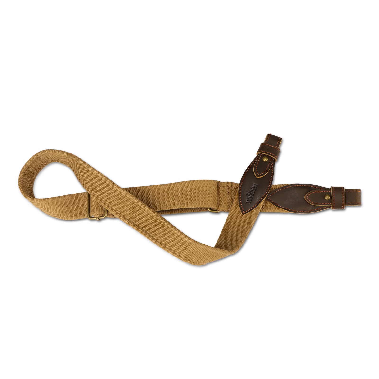 TOURBON Rifle/Shotgun Sling Webbing Strap Leather End+ Pair 1" Mount Swivels Set