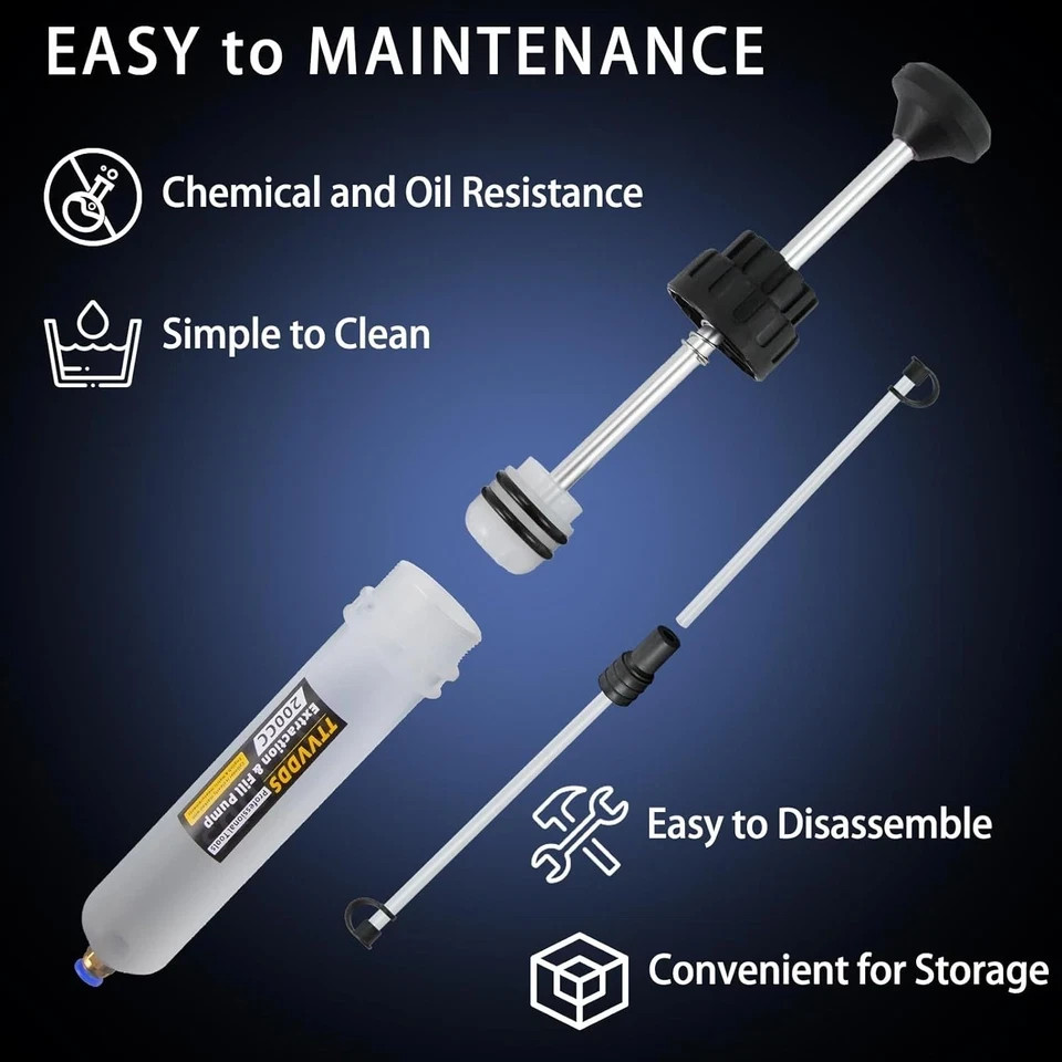 Automotive Fluid Extractor Pump, 200 cc Oil Extractor Pump with Hose