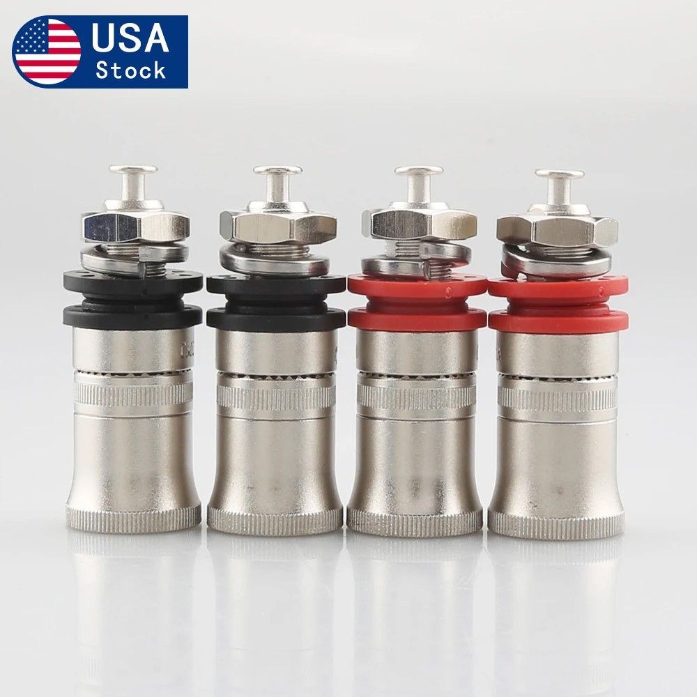 4X CMC Rhodium Plated Speaker Amplifier Binding Post Terminal Banana Plug Socket