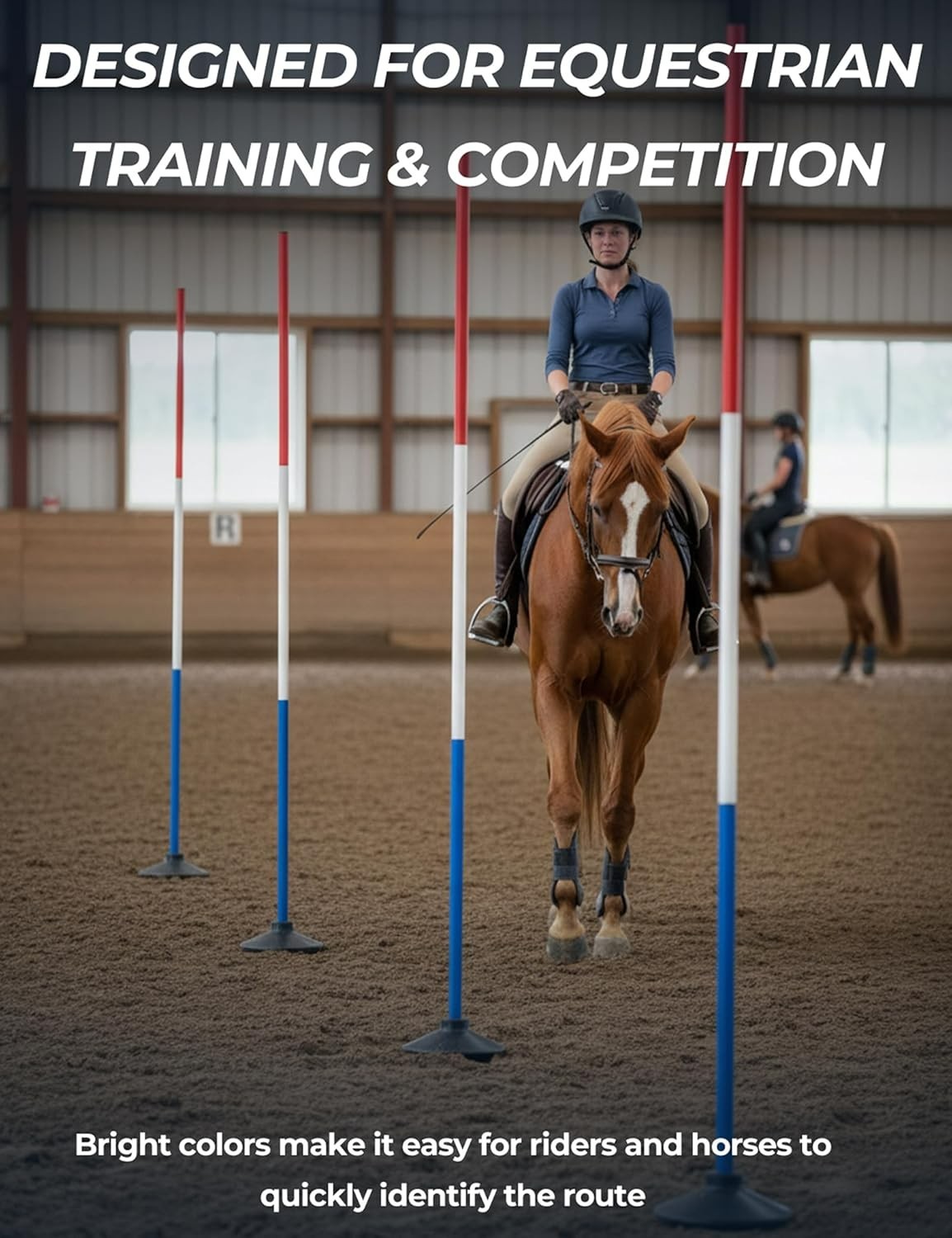 6 Pcs 6FT Pole Bending Poles for Horses, Adjustable With weighted base