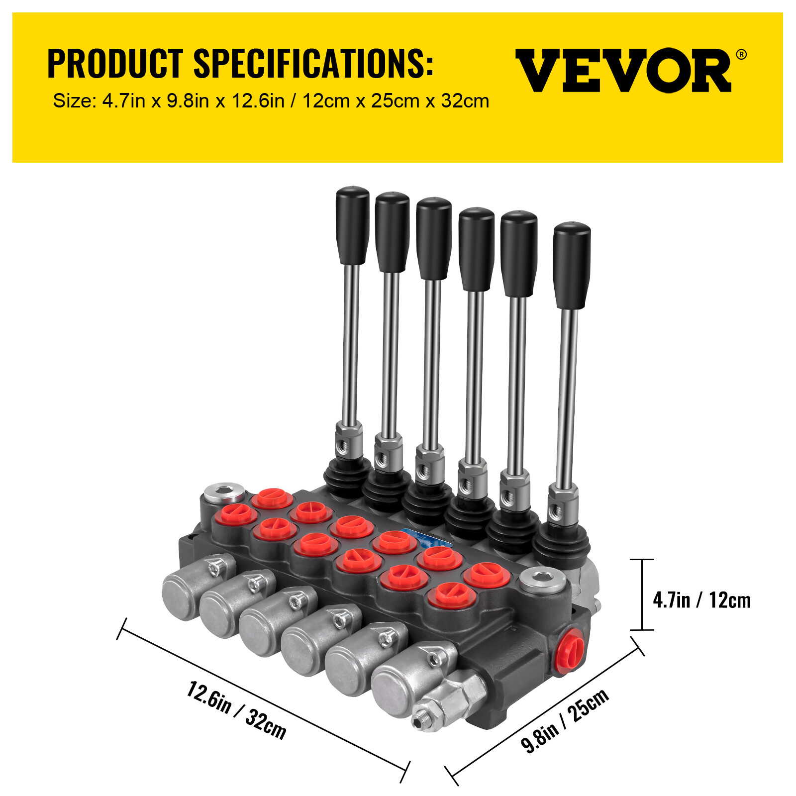 Hydraulic Backhoe Directional Control Valve w/ 2 Joysticks, 6 Spool, 11 GPM