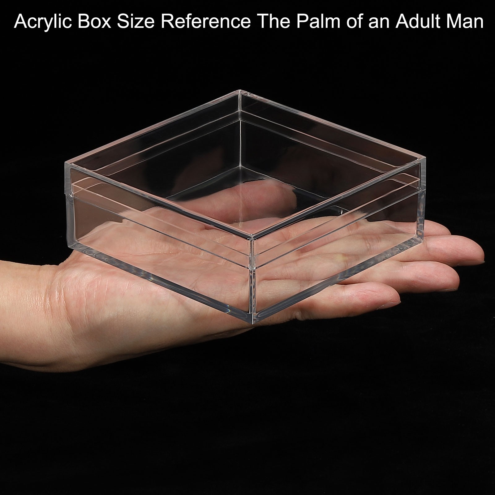 4.33" x 4.33" x 1.57" Acrylic Box with Lid Clear Acrylic Display Boxes