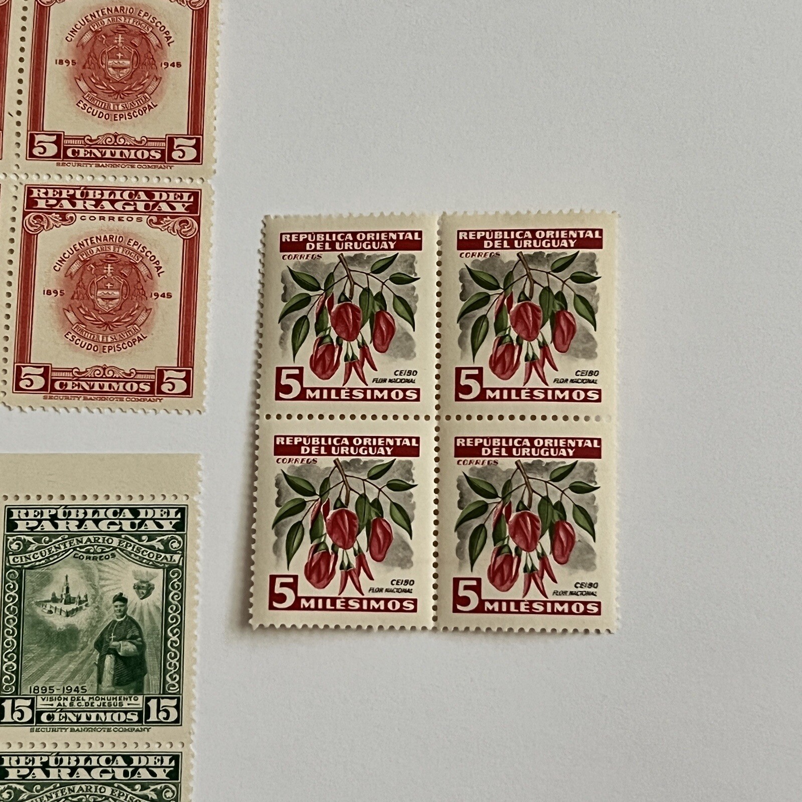LOT OF 5 DIFFERENT MINT MNH OG PARAGUAY STAMPS BLOCKS