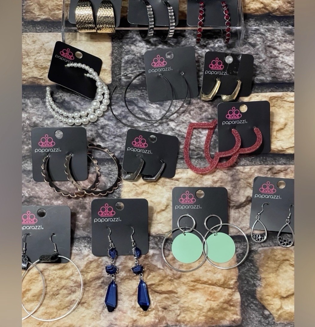 Paparazzi Fashion Costume Jewelry Assorted Earrings Hoops Dangle Boho Set Of 25