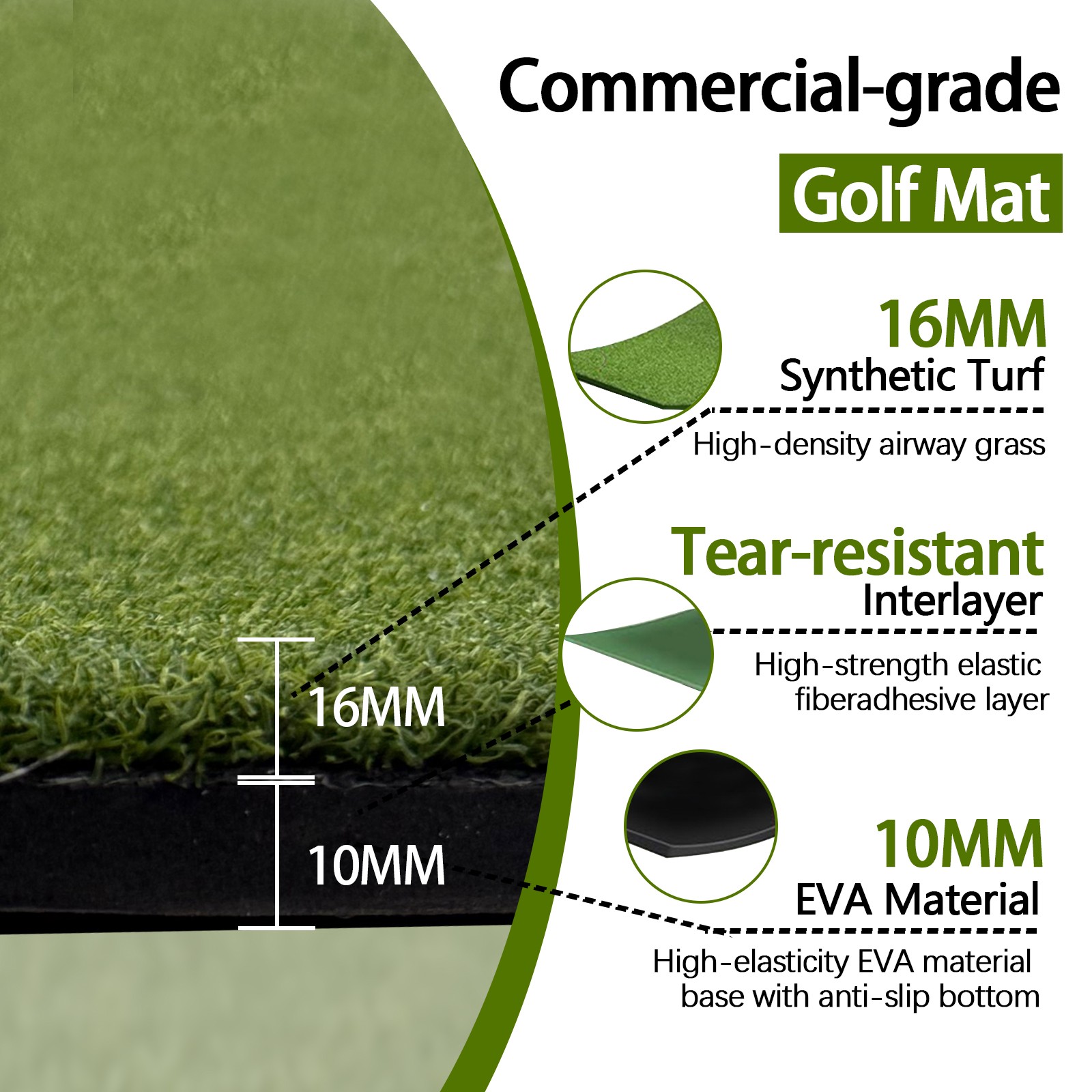 High Quality Durable Non Slip Golf Hitting Mat Indoor Outdoor Golf Practice