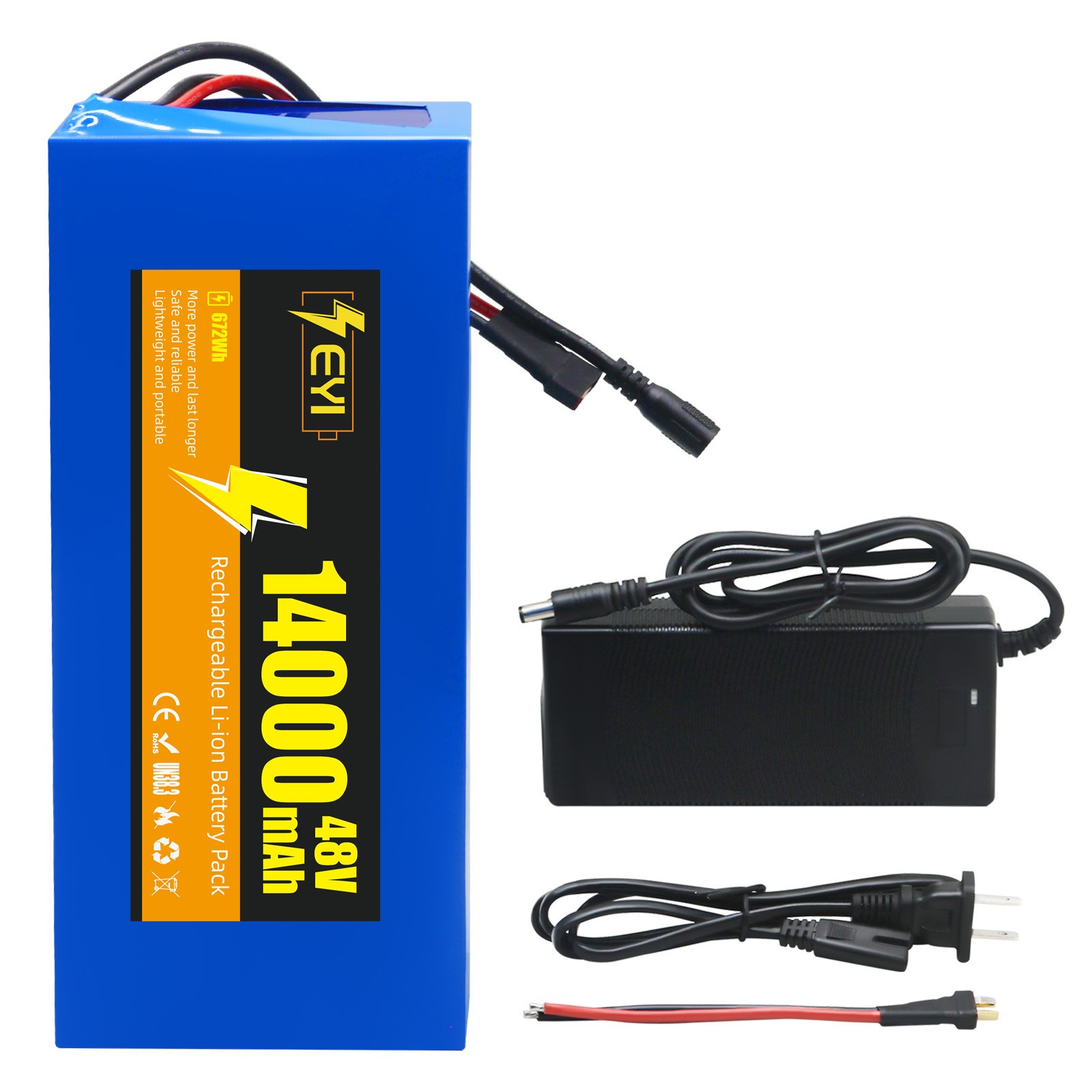48V 14Ah Lithium Battery Pack for 0-1000W Motor with 2A Charger
