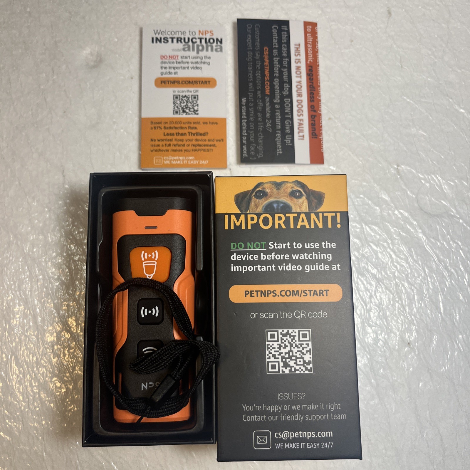 NPS Alpha Anti Bark Tool Dog Behavior Training Device Rechargeable New Open Box