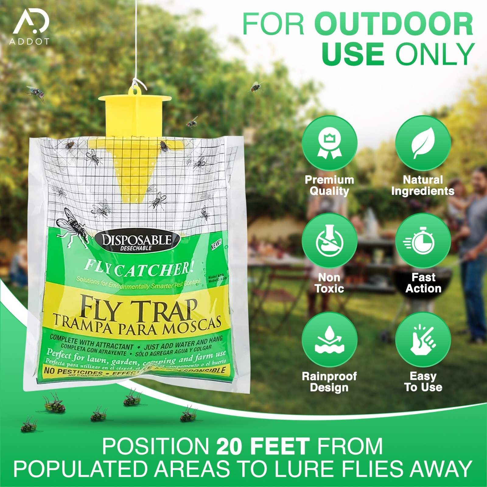 10 pack Outdoor Fly Traps - Disposable, Hanging Outdoor