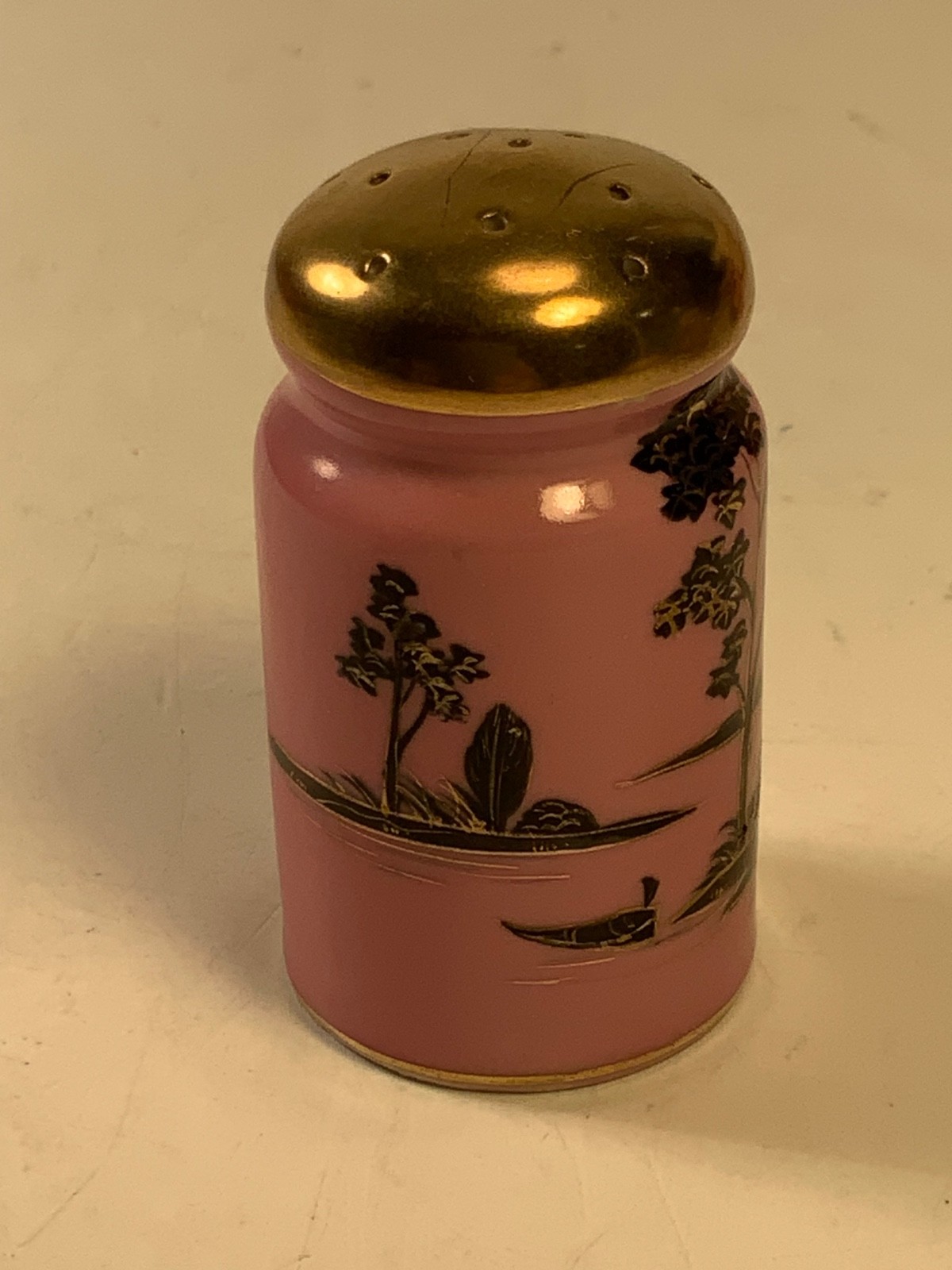 RARE Antique Noritake "M" Morimura Hand Painted Pink & Gold Comdiment Set & Tray