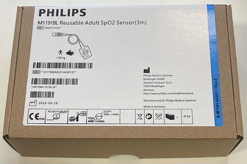 Philips M1191BL New Label Adult Soft SpO2 Sensor Original - Same Day Shipping