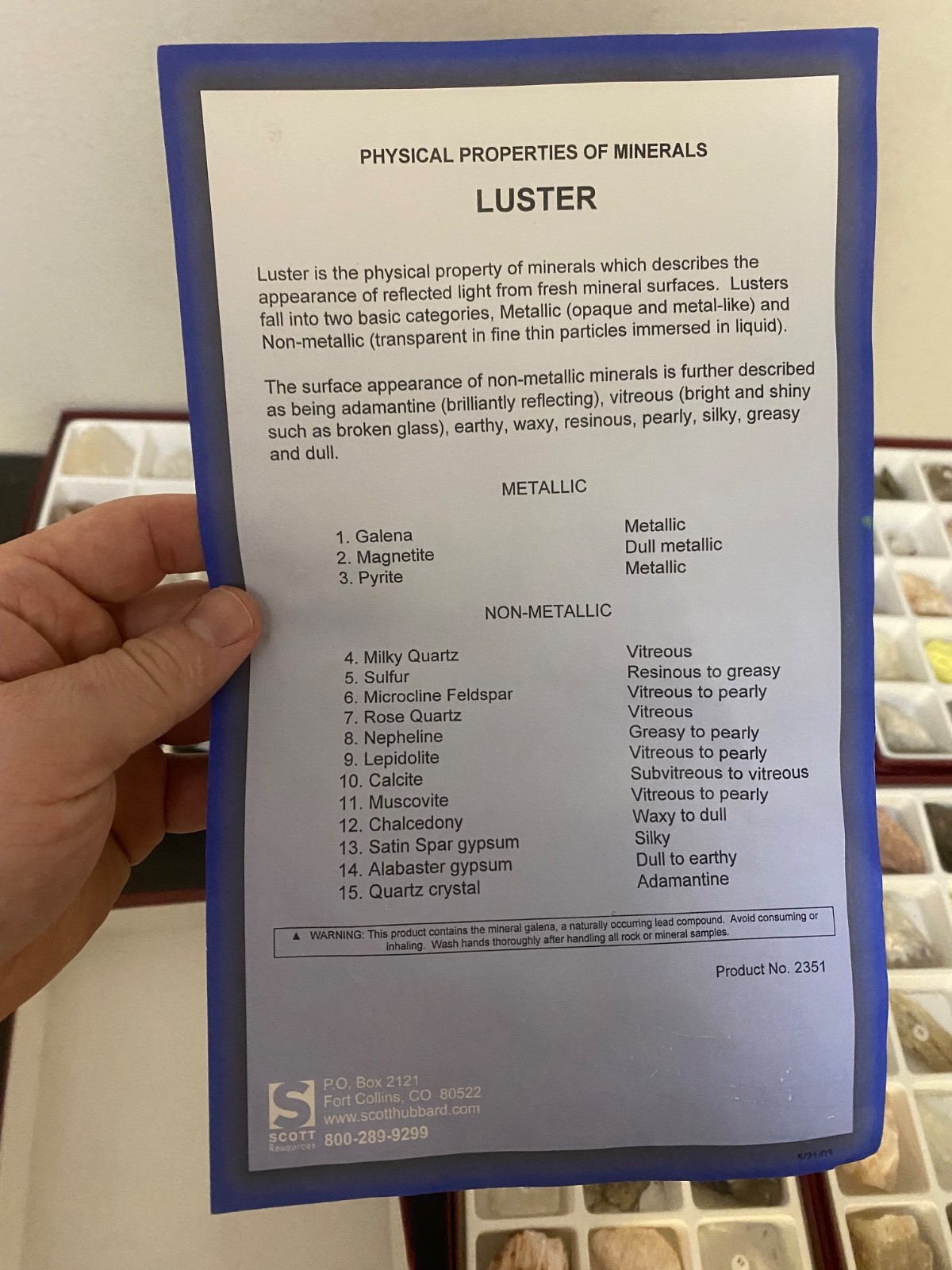 Scott Resources Fossil Rock Mineral Collection for Classroom Geology Educational