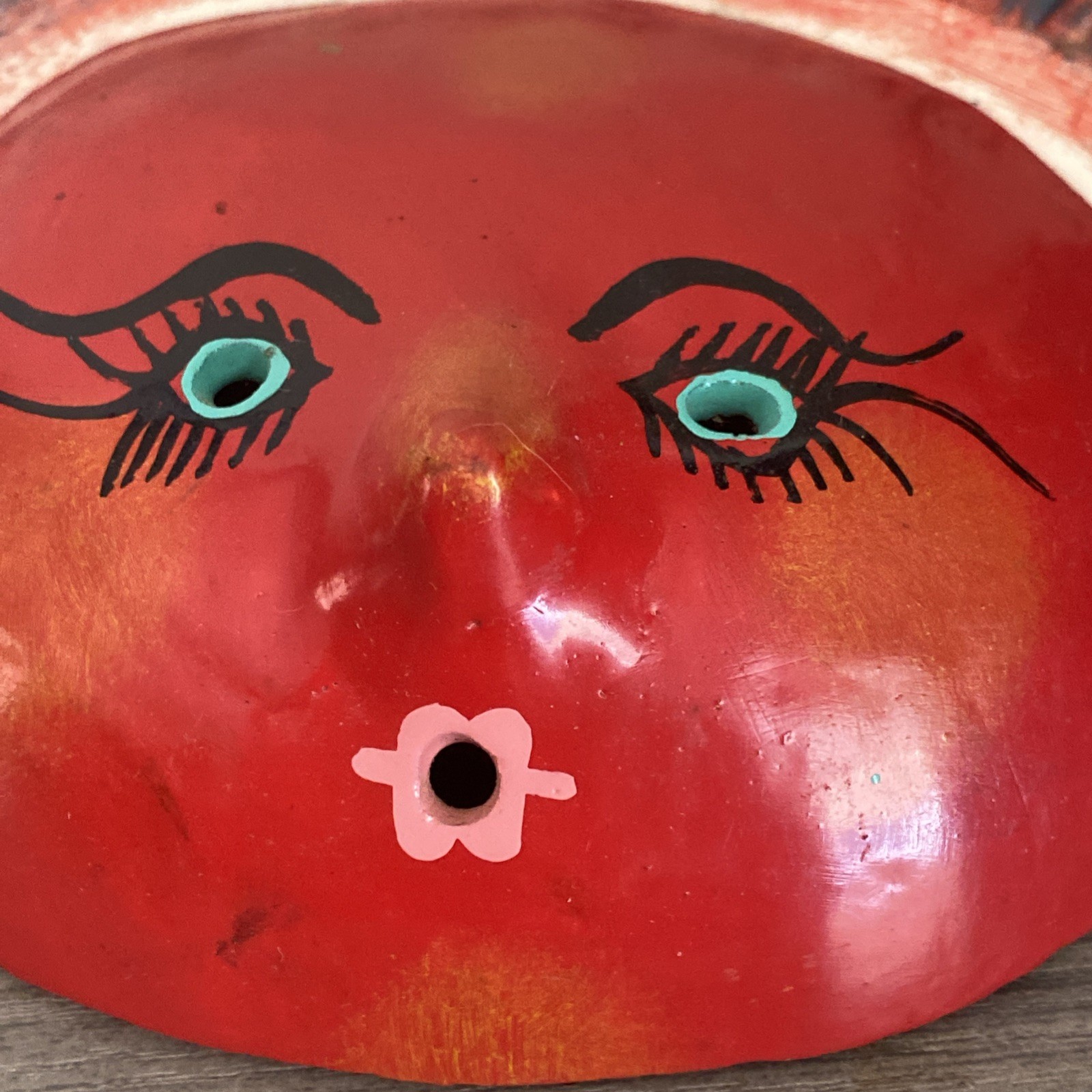 Mexican Coconut Folk Art Mask Anthropomorphic Fruit Tomato? Vintage