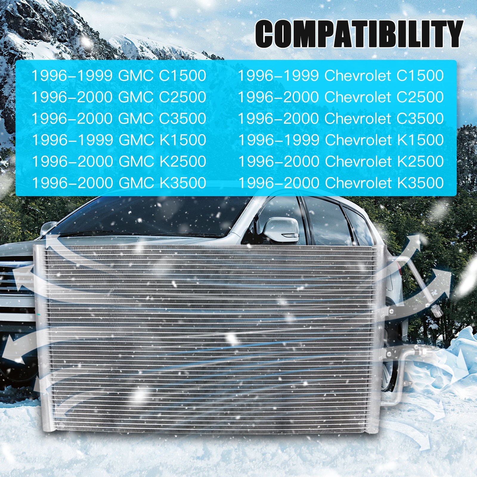 A/C AC Condenser Air Conditioning For 1996-1998 1999 Chevrolet Suburban 1500