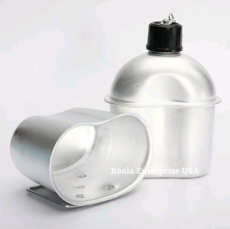 Military Aluminum 1 qt. Water Canteen Cup GI Style army mess kit Water Cook