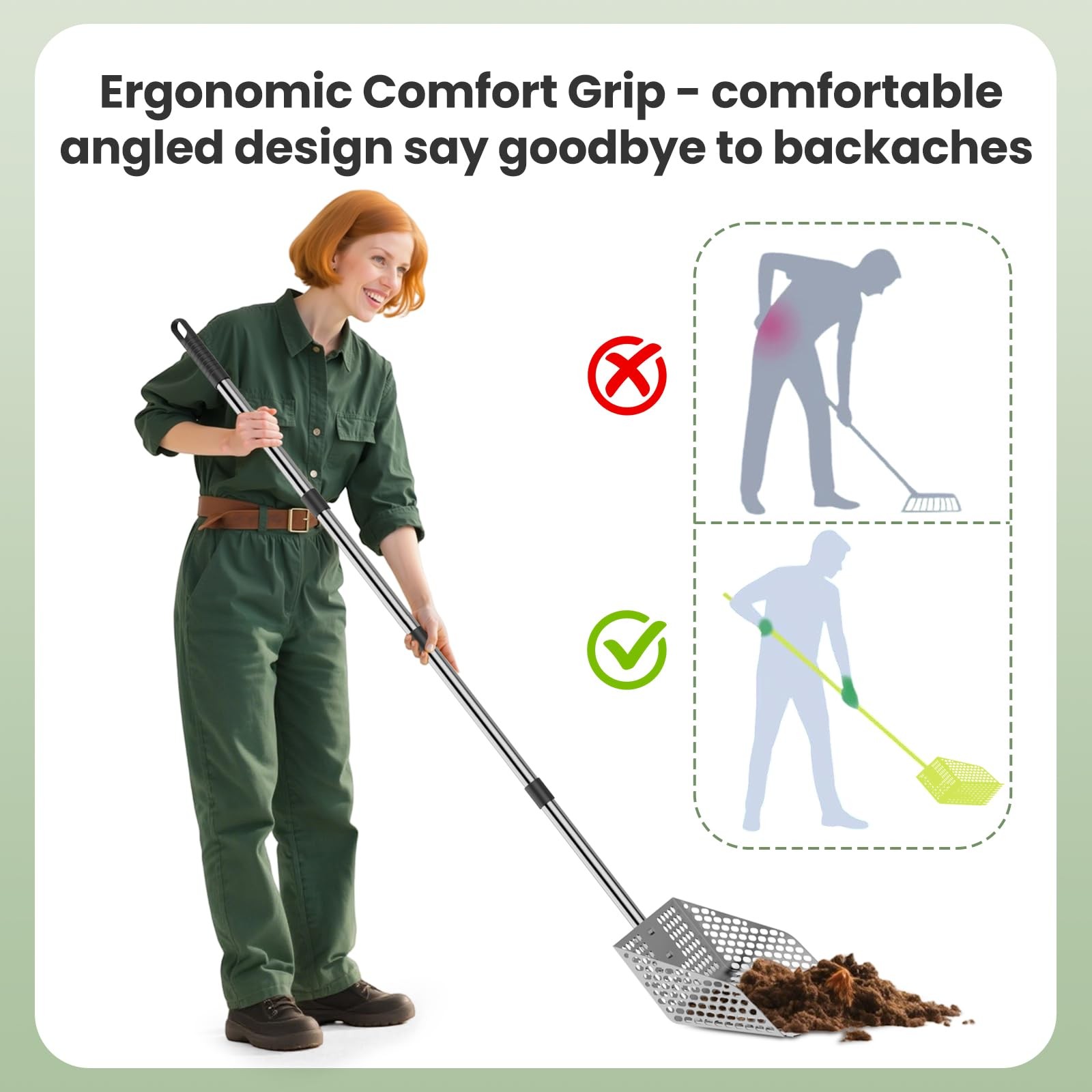 Stainless Steel Chicken Poop Scooper & Rake - Heavy-Duty 2-in-1 Sand Sifter