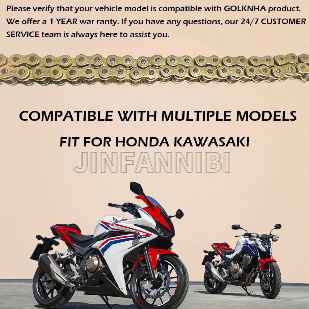 Gold 420 X-Ring Chain 120 Links With Connecting Master Link for Motorcycle