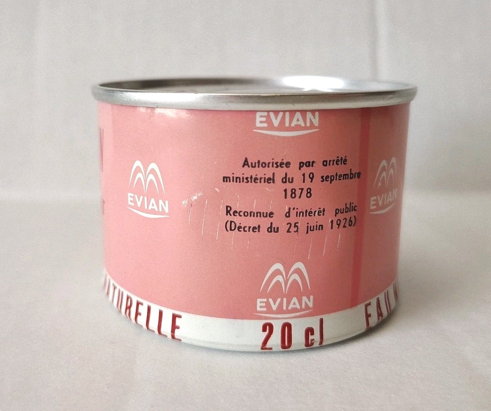 Rare Vintage EVIAN Source Cachat Military Survival Kit Water TIN 1960s Unopened