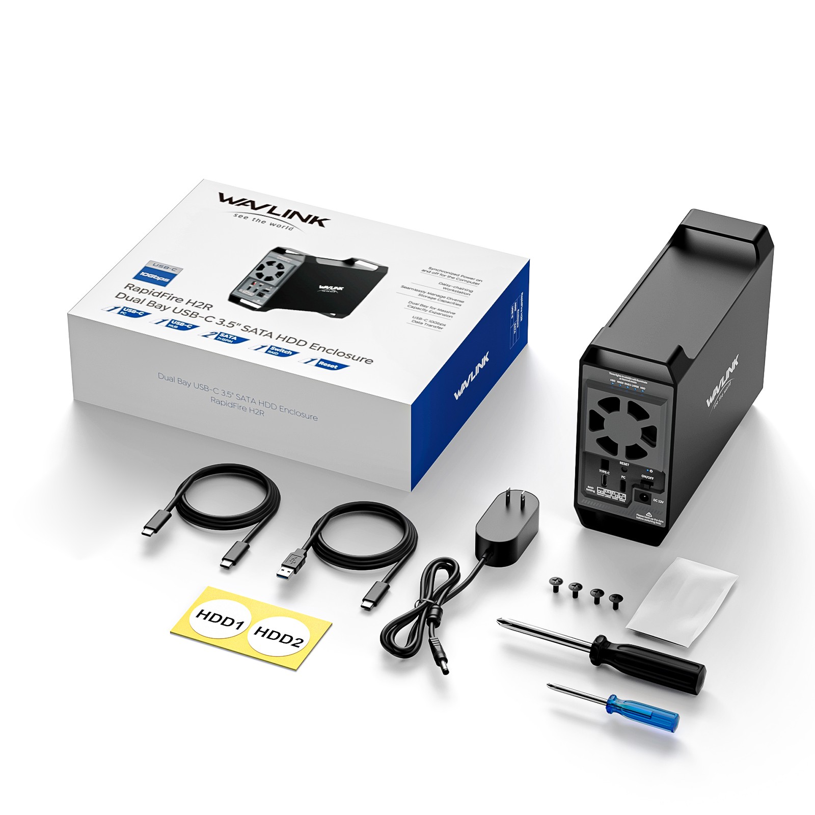 2-Bay/4-Bay Hard Drive Enclosure for 3.5"/2.5'' SATA HDD/SSD 10Gbps USB-C 3.2