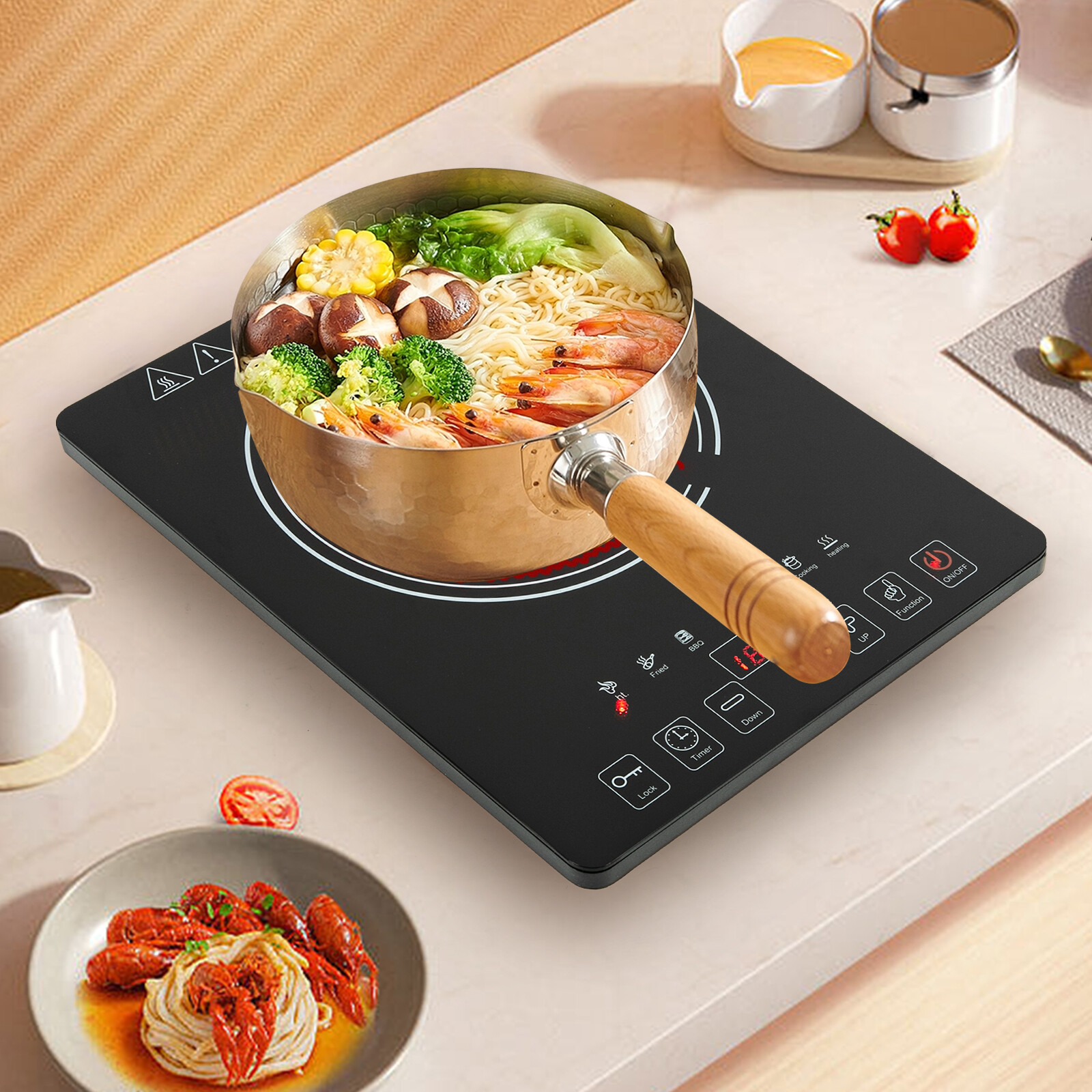 Electric Cooktop Burner Cooktop Stove Top Built In Countertop LED Touch 1800W