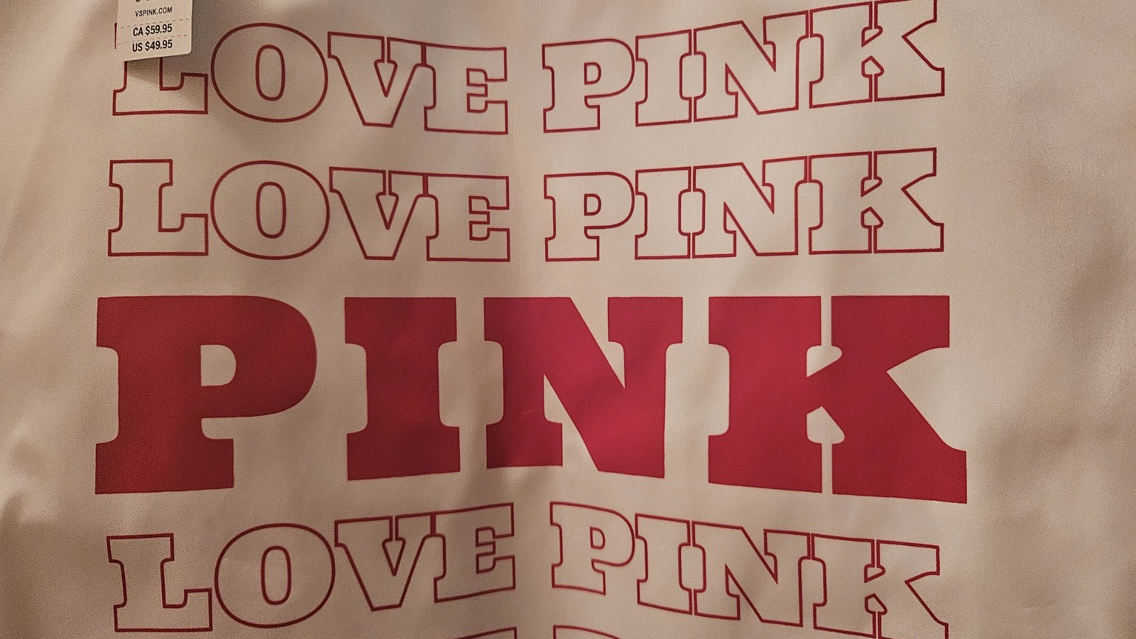 Victoria’s Secret PINK Love Pink Tote Bag & Towel Set White Red Logo Set