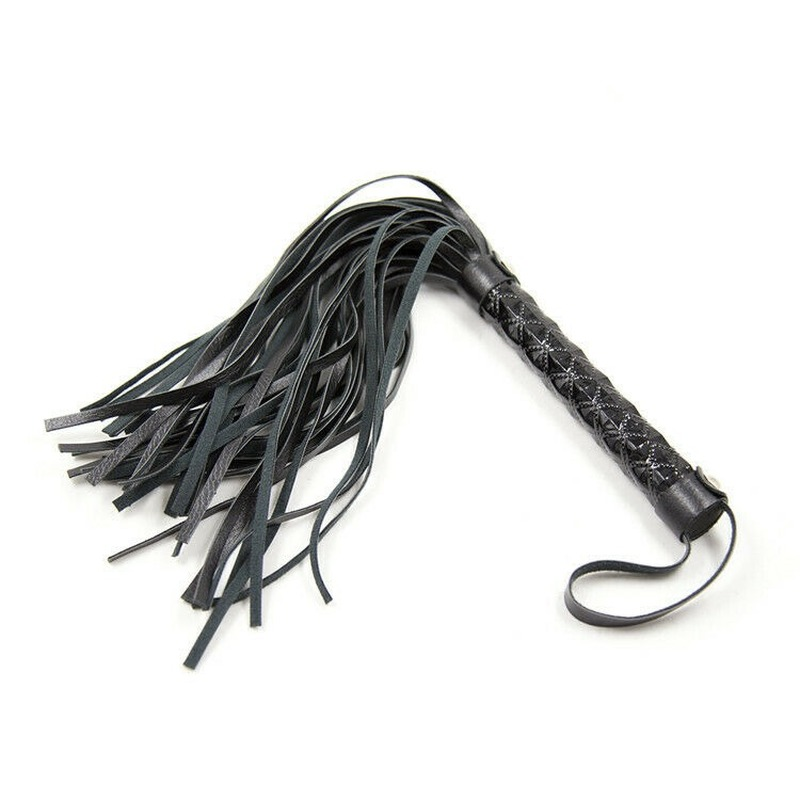 SM PU Leather Handle Whip for Couples Spanking Flogger Crop Slave Adult Tassel