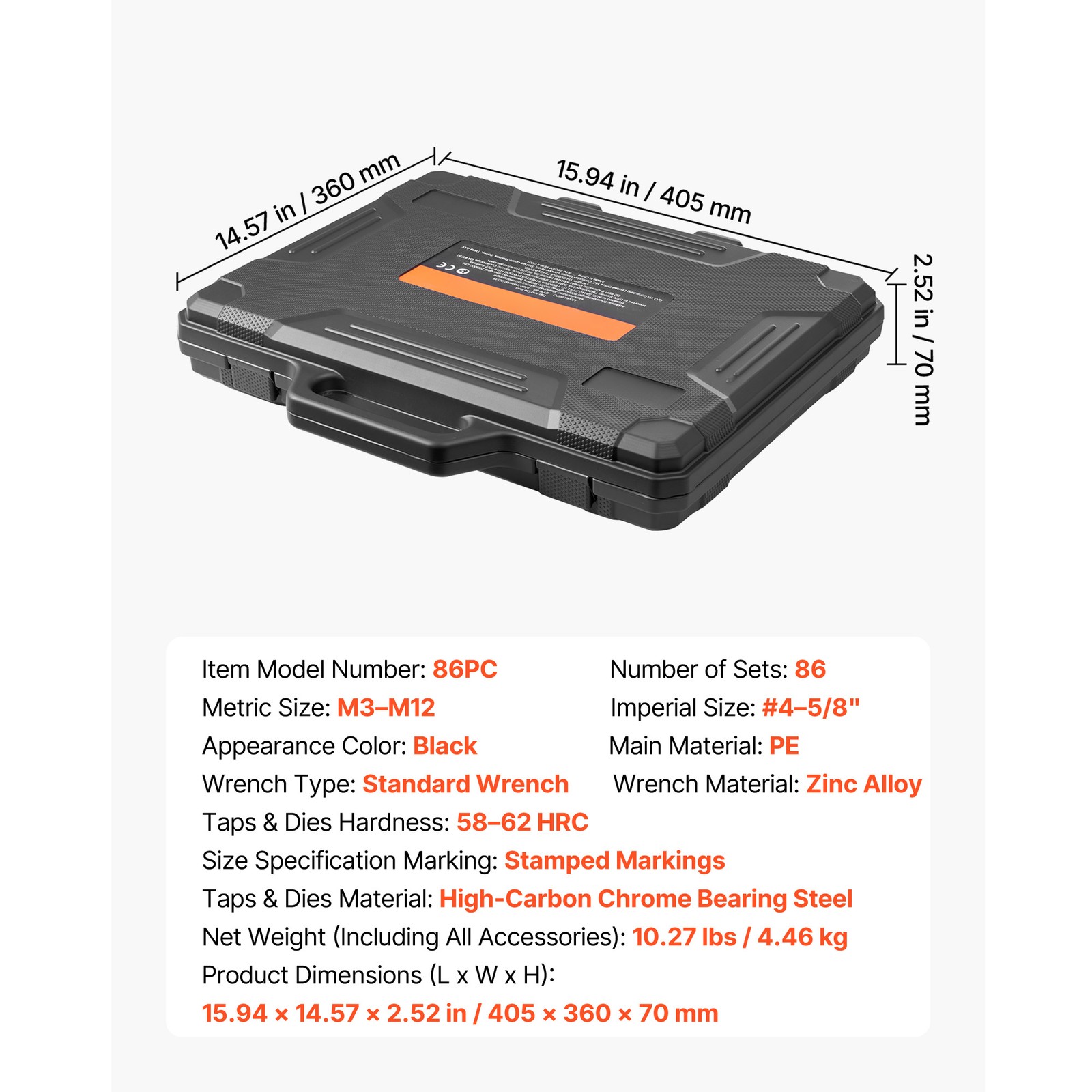 Uimoso 86-Piece Tap and Die Set for Threading with Metric and SAE Sizes