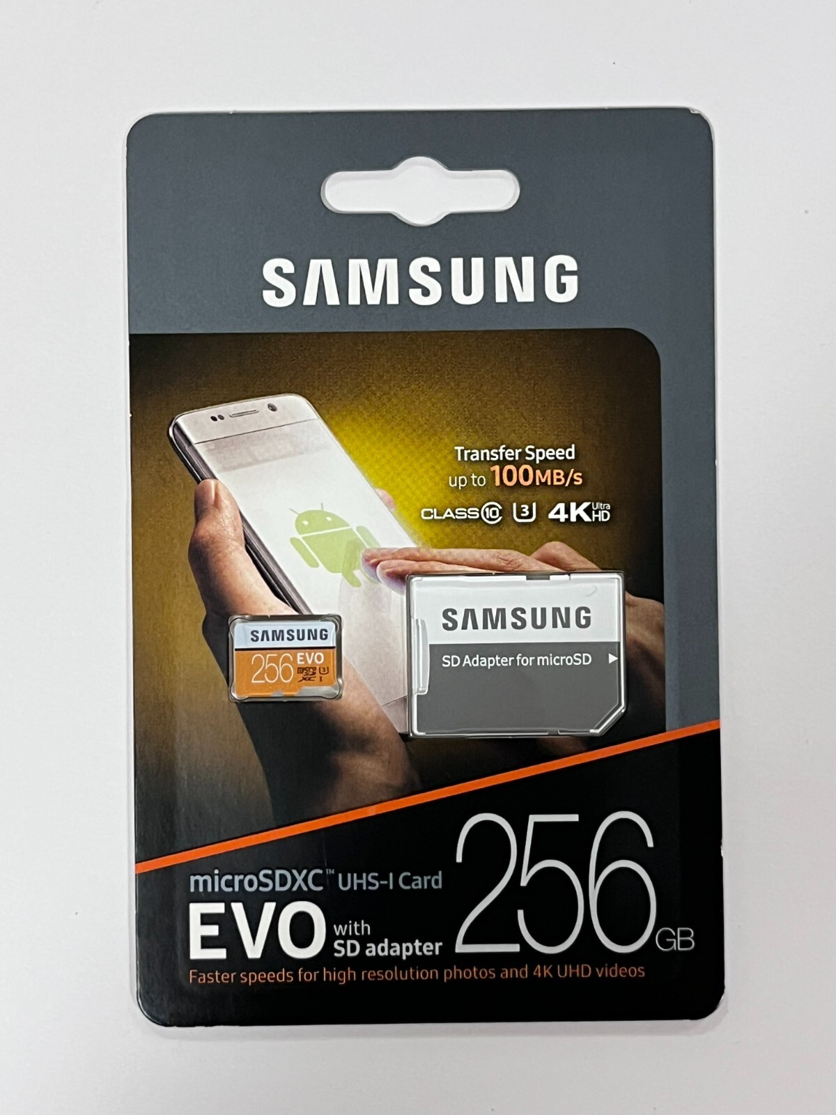 New Samsung 256GB EVO UHS-I microSDXC Memory Card with SD Adapter MB-MP256GA/AM