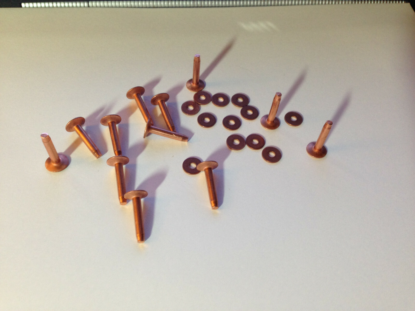Solid COPPER or BRASS Rivets & Burrs, Sizes #9_#12_#14 Length 1/2"_3/4"_1"_1.5"