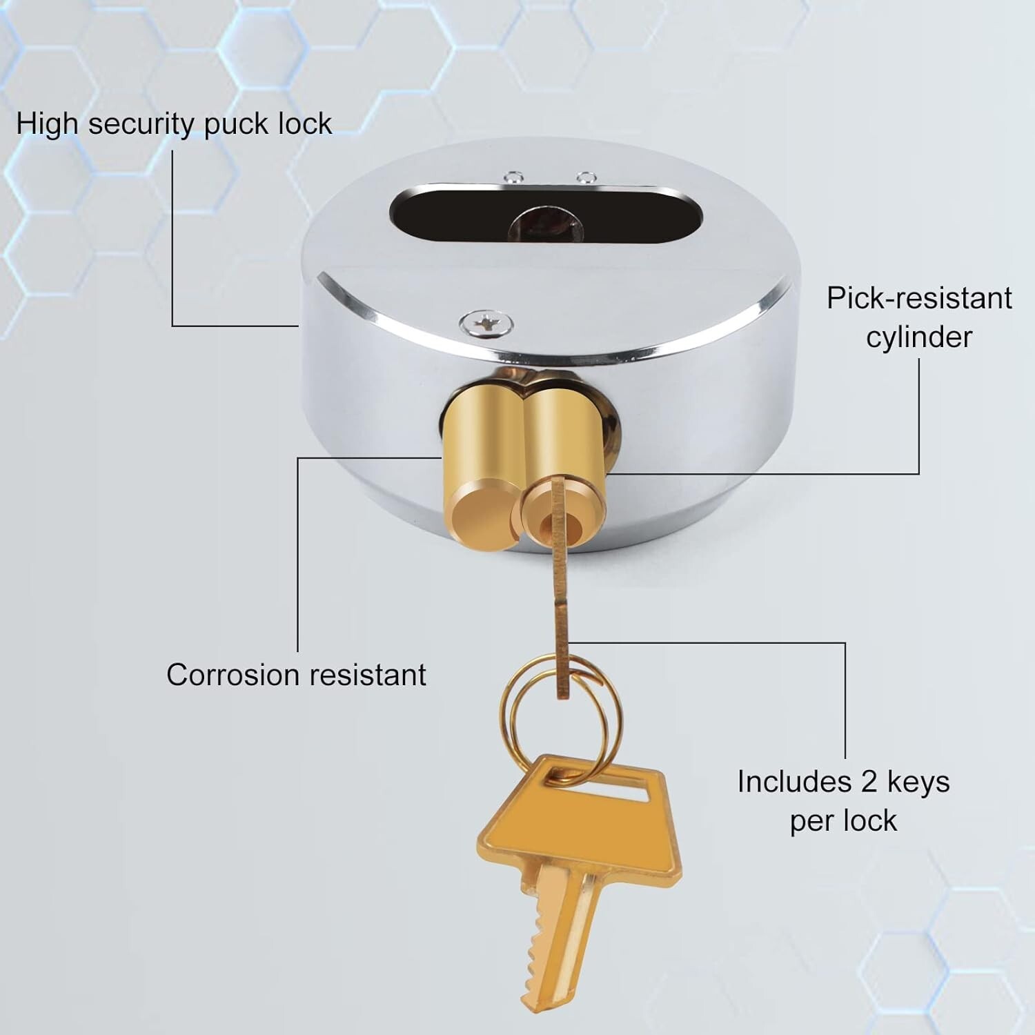 3 Pcs Keyed Alike Lock Hidden Shackle Lock Puck Trailer Padlock 2 7/8"