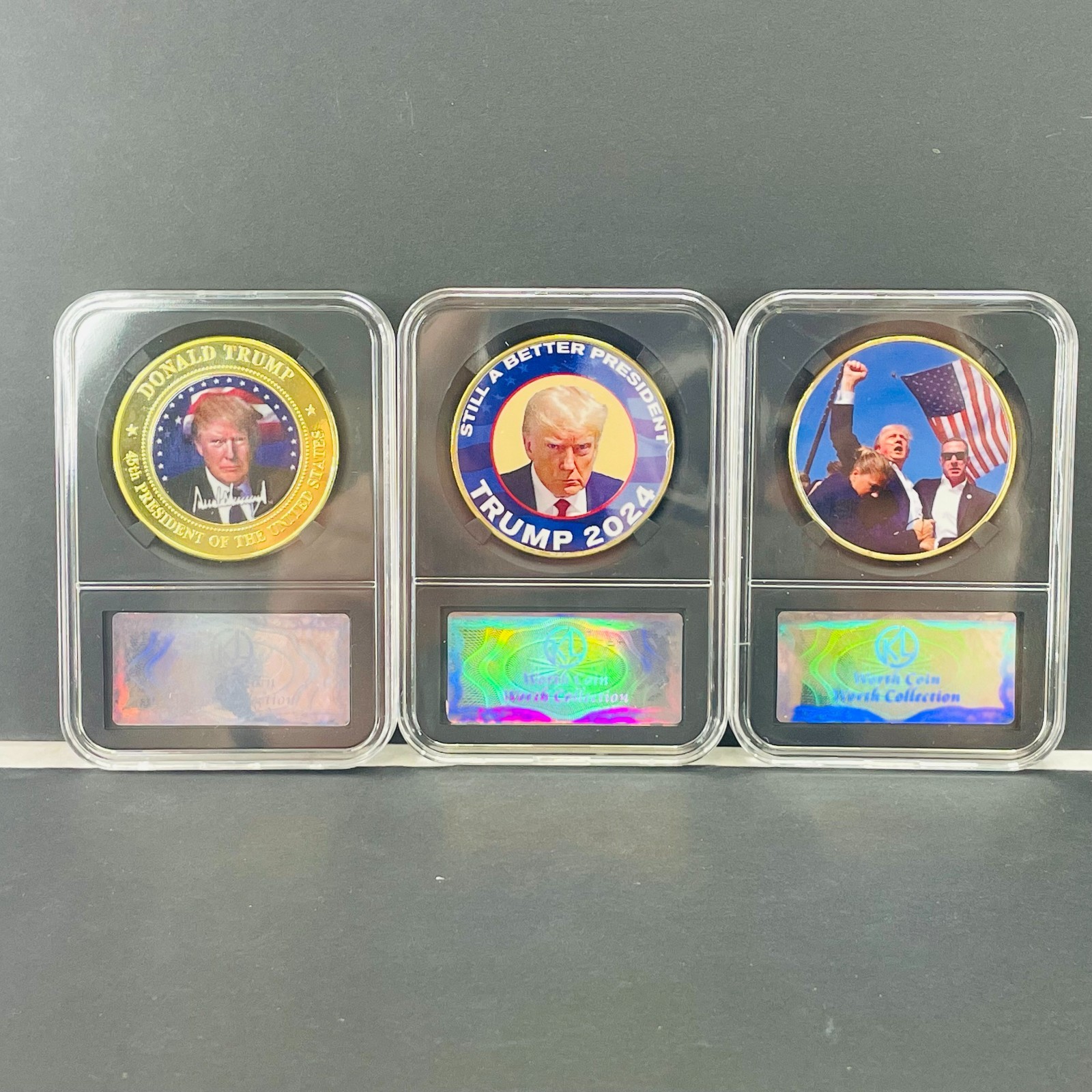 2024 Donald Trump President Gold Commemorative Challenge Coin (3 Pcs Set) MAGA