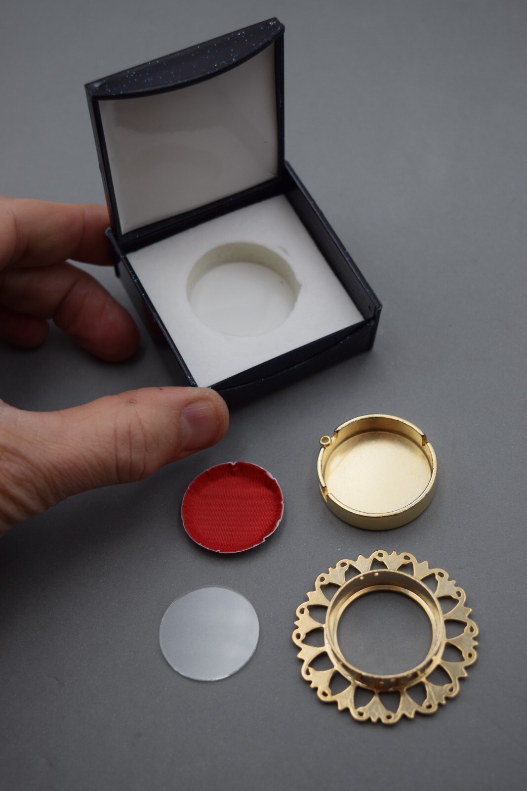 Large Relic Theca, Gold Plated Reliquary - Saint Relic Theca with Case (F)