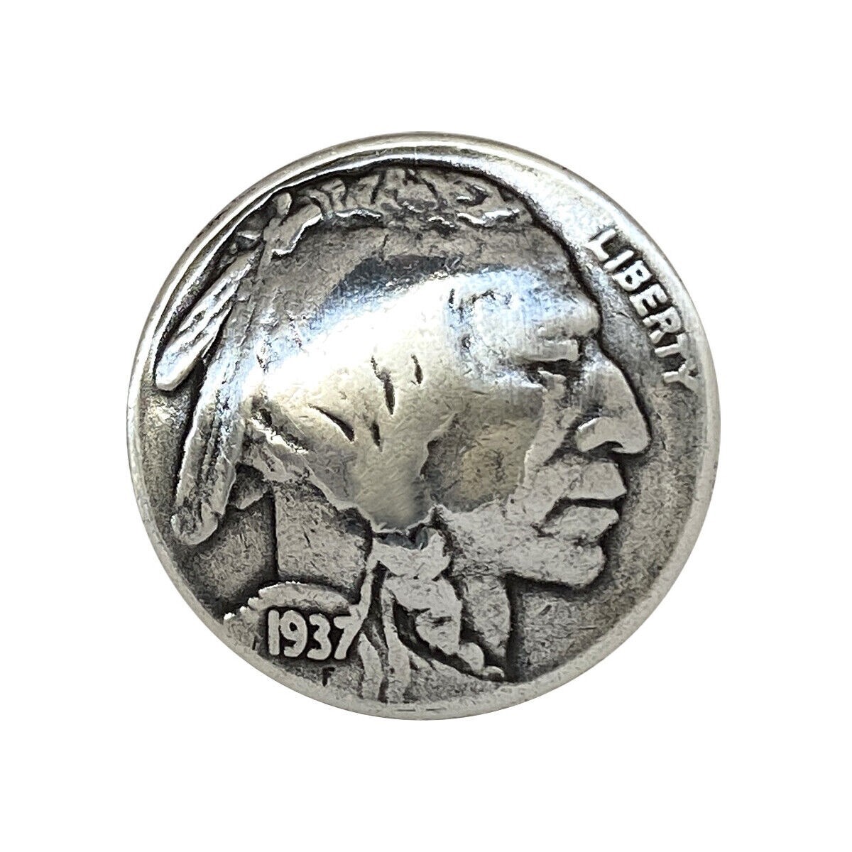 BUFFALO NICKEL INDIAN HEAD REPRODUCTION COIN CONCHO 7/8" screw back biker concho
