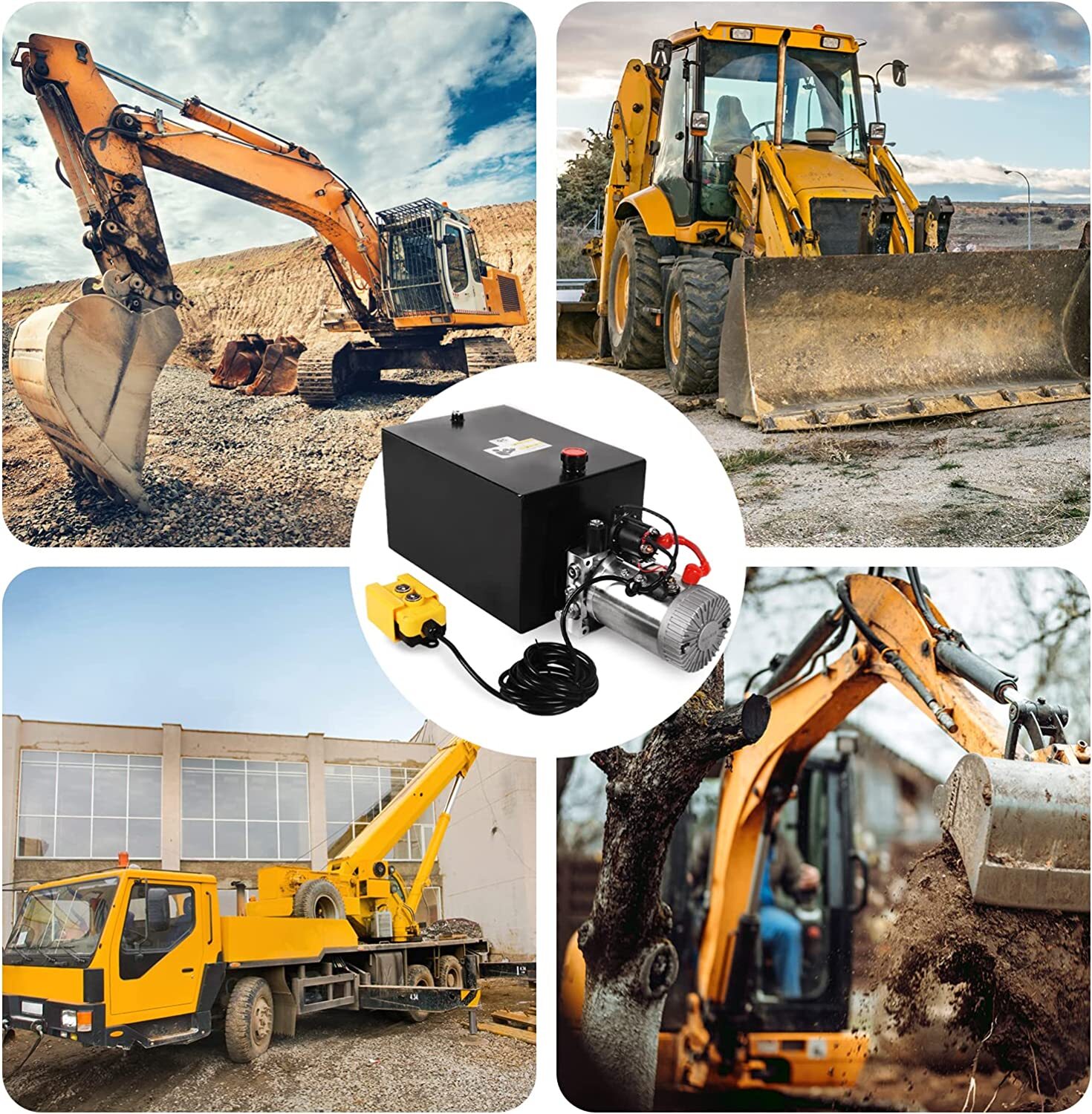 20 Quart Hydraulic Pump 3200PSI Single Acting Dump Trailer Pump 12V Car Lifting