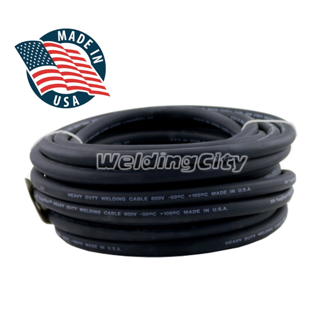 WeldingCity® 50-ft 2-AWG Gauge #2 Welding Cable EPDM Rubber Jacketed Made in US